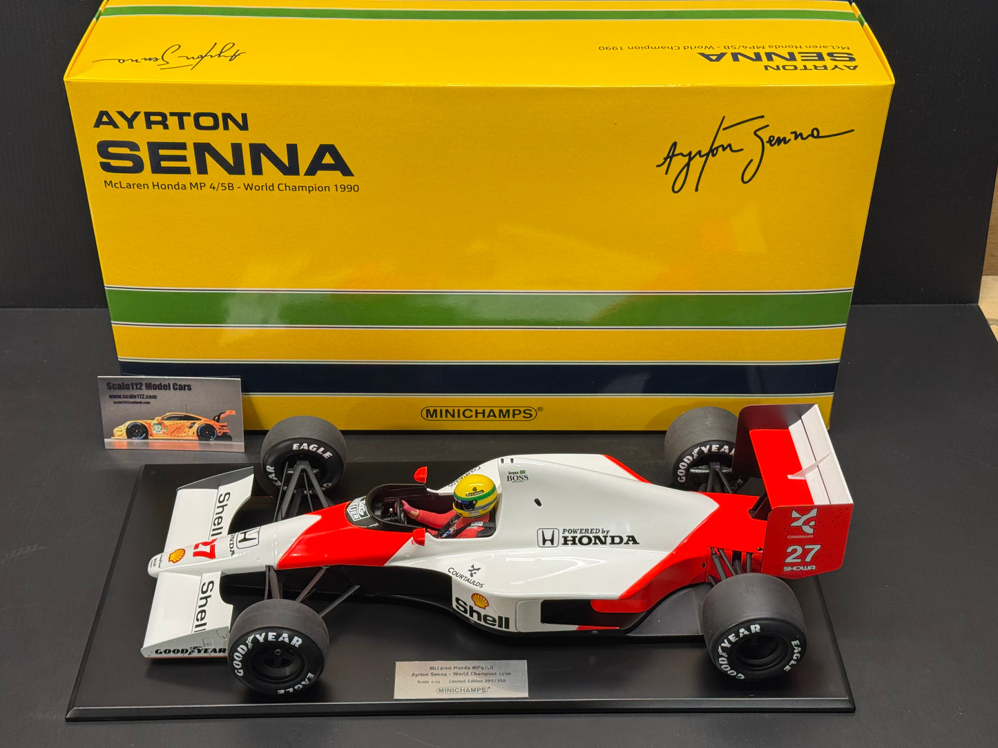 McLAREN HONDA MP4/5B AYRTON SENNA WORLD CHAMPION 1990 1/12 SCALE MINICHAMPS