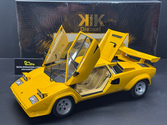 LAMBORGHINI COUNTACH LP 5000 S QV YELLOW - 1/12 SCALE DIECAST - BY KK SCALE