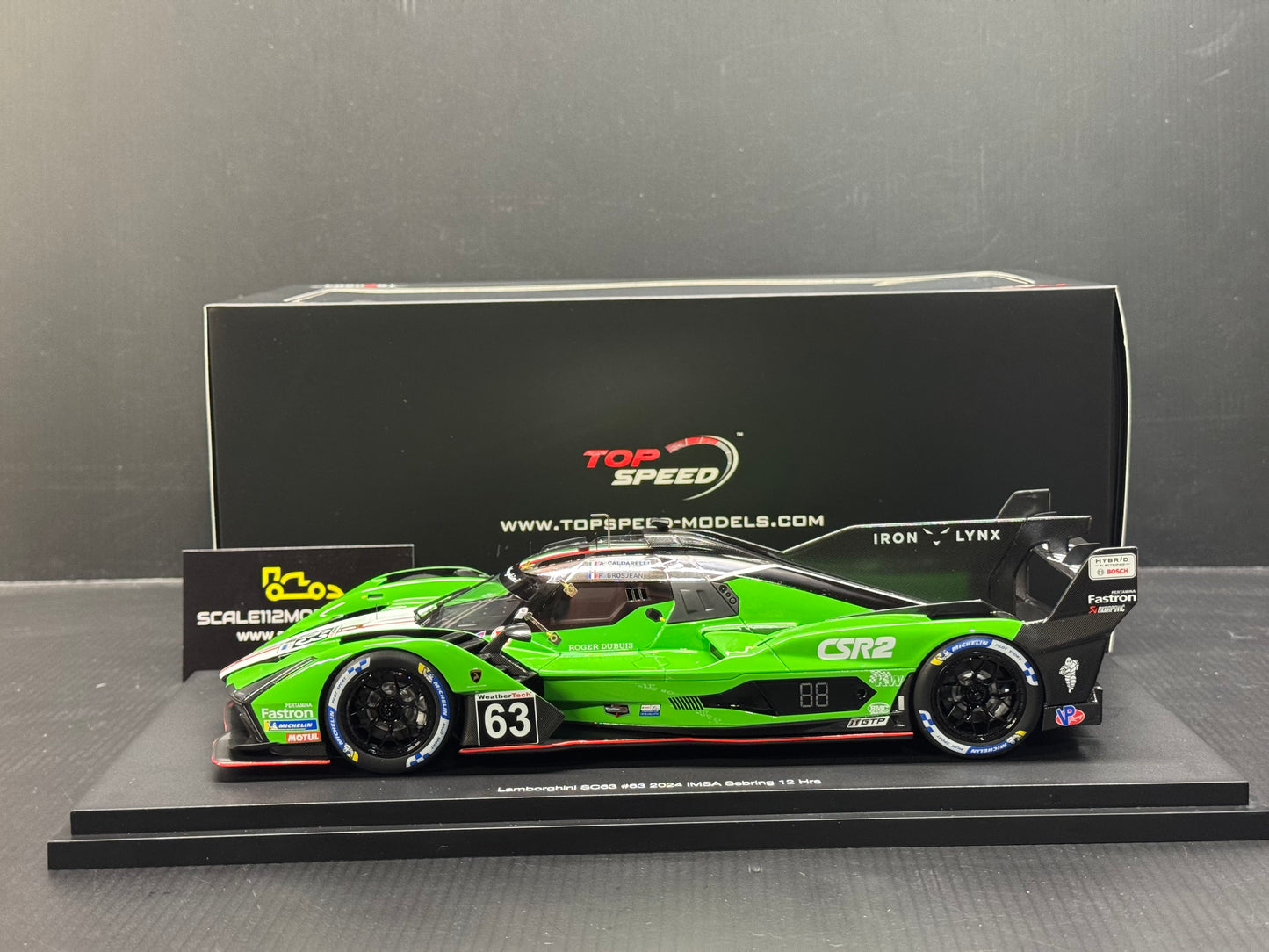 LAMBORGHINI SC63 3.8L V8 TURBO Sebring 12hr 2024 #63 1/18 Scale Top Speed