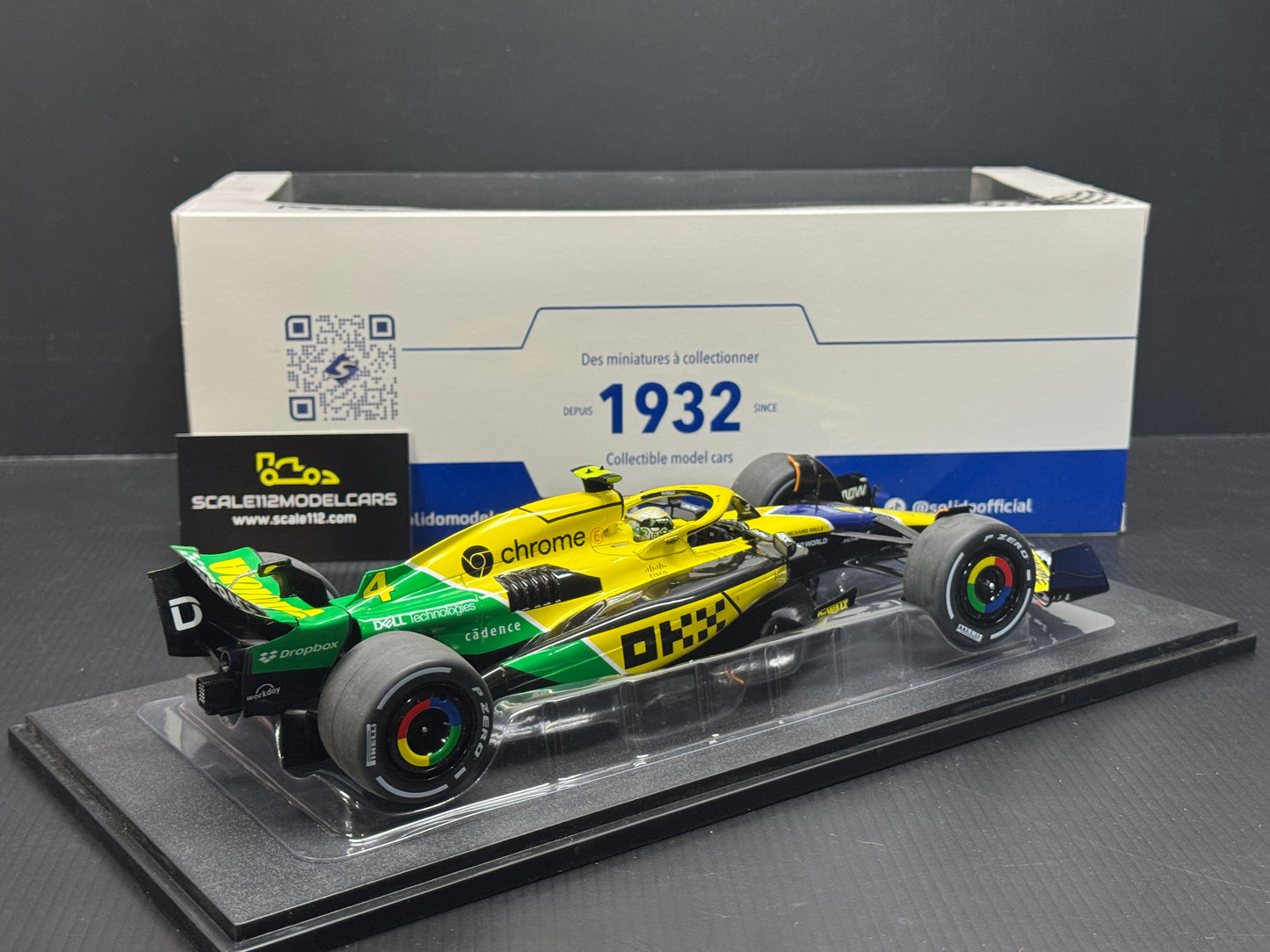 McLaren MCL38 #4 Lando Norris 2024 Monaco GP 1/18 Scale Model Car by Solido