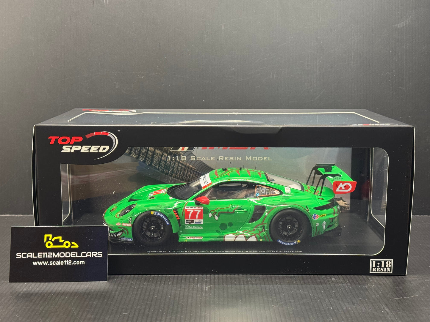 Porsche GT3 R AO Racing Rexy #77 GTD 2024 Daytona 24hr 1/18 Scale by Top Speed