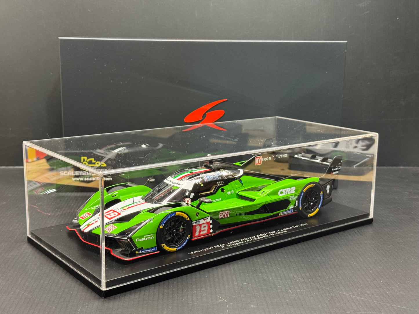 LAMBORGHINI SC63 3.8L V8 TURBO 24h LE MANS 2024 #19 1/18 Scale Model Spark 18S647