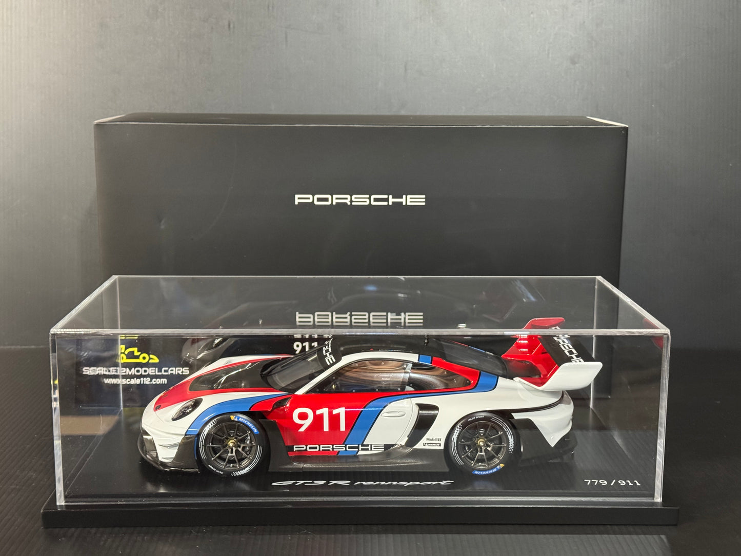 Porsche 911 GT3 R Rennsport  w/ Display Case - Dealer Edition - 1/18 Scale Spark