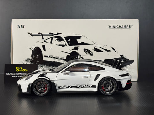 2022 Porsche 911 992 GT3 RS Weissach - White w/ Black Wheels 1/18 Minichamps