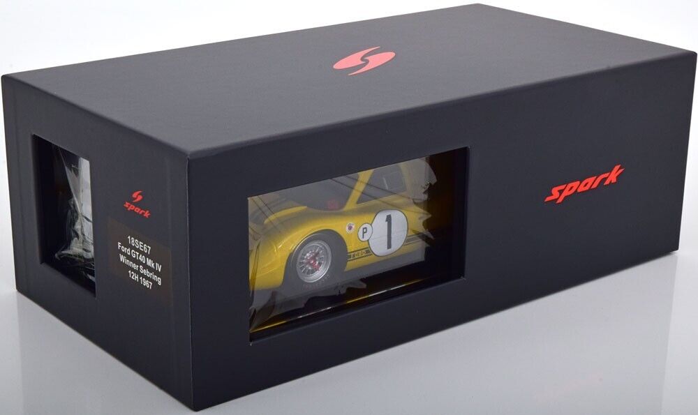 FORD GT 40 MKIV LE MANS 1967 MARIO ANDRETTI SPARK 1/18 WITH DISPLAY CASE