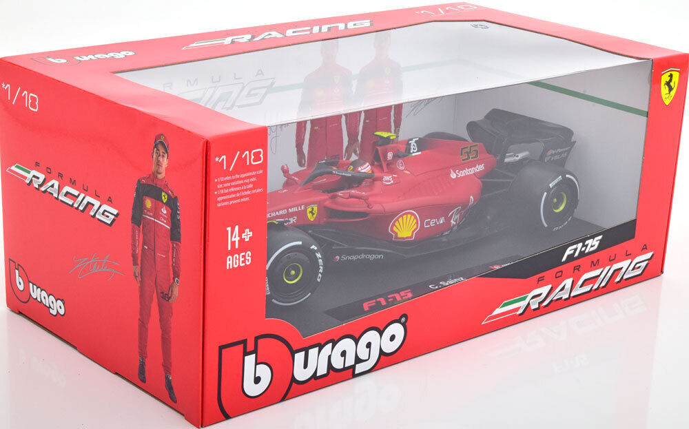 1/18 Scale Bburago 2022 Ferrari F1-75 Carlos Sainz Diecast Model Car