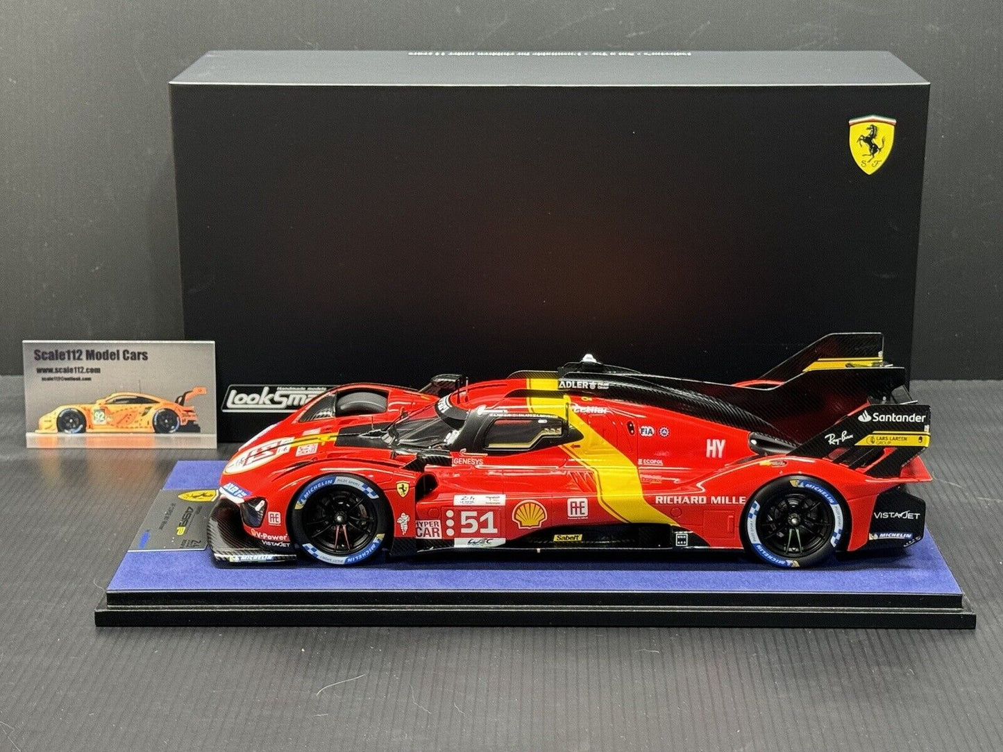 Ferrari 499P #51 Le Mans Winner 24hr 2023 1/18 Scale w/ Display Case - Looksmart