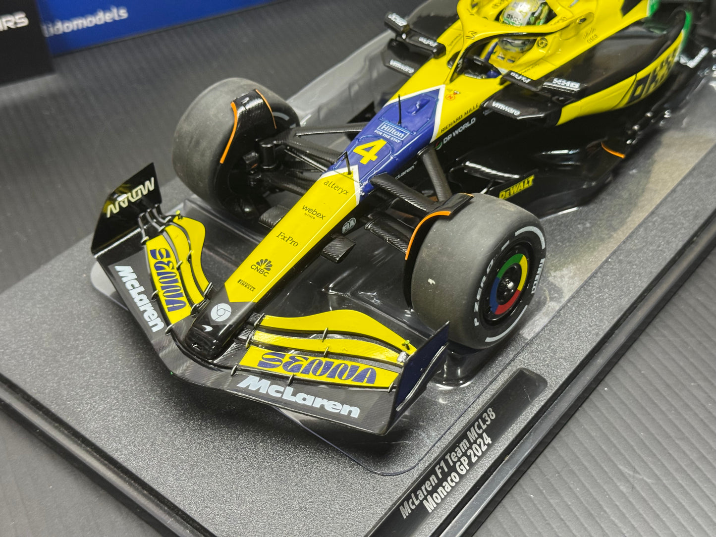 McLaren MCL38 #4 Lando Norris 2024 Monaco GP 1/18 Scale Model Car by Solido