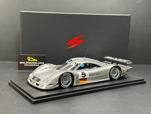 MERCEDES CLR #5 1999 24 HRS. OF LE MANS w/ DISPLAY CASE 1/18 SCALE MODEL CAR BY SPARK