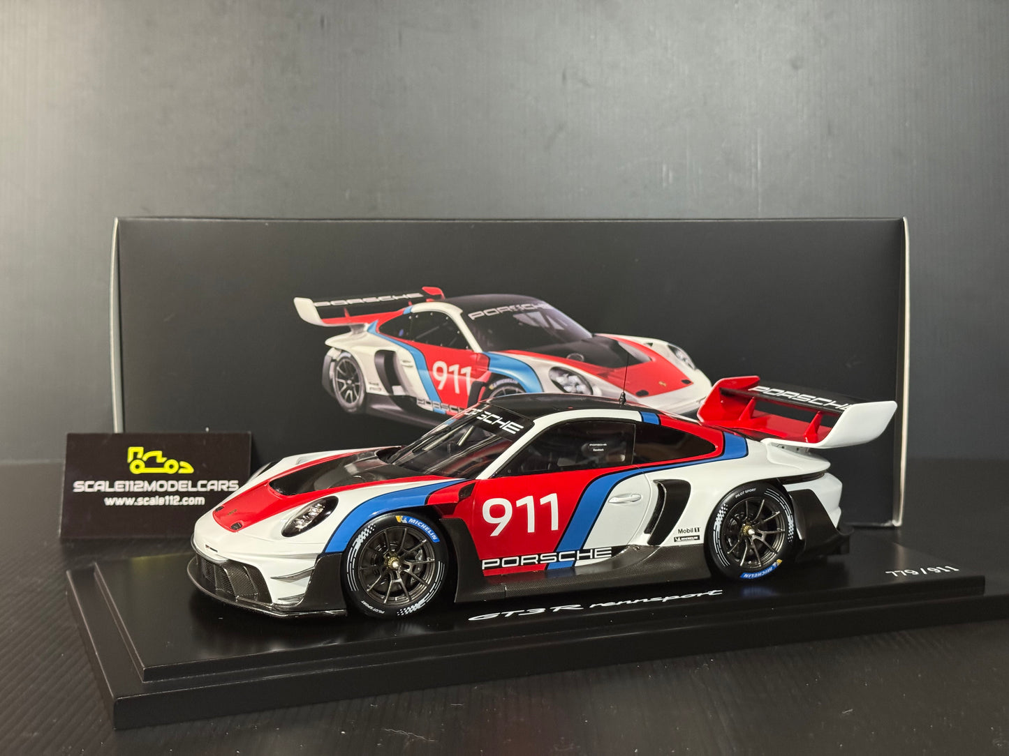 Porsche 911 GT3 R Rennsport  w/ Display Case - Dealer Edition - 1/18 Scale Spark