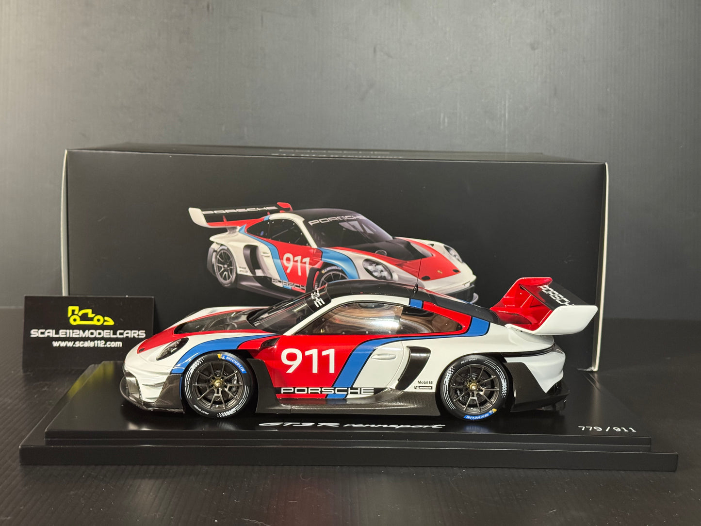 Porsche 911 GT3 R Rennsport  w/ Display Case - Dealer Edition - 1/18 Scale Spark