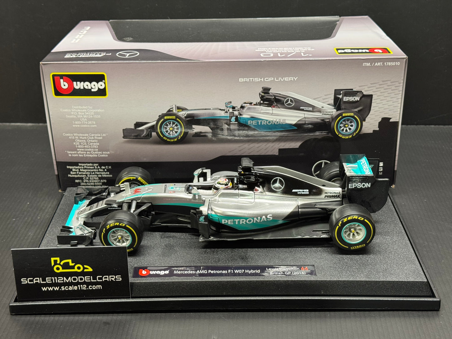 Bburago Mercedes Benz F1 W07 Lewis Hamilton #44 AMG Petronas 1/18 Model Car