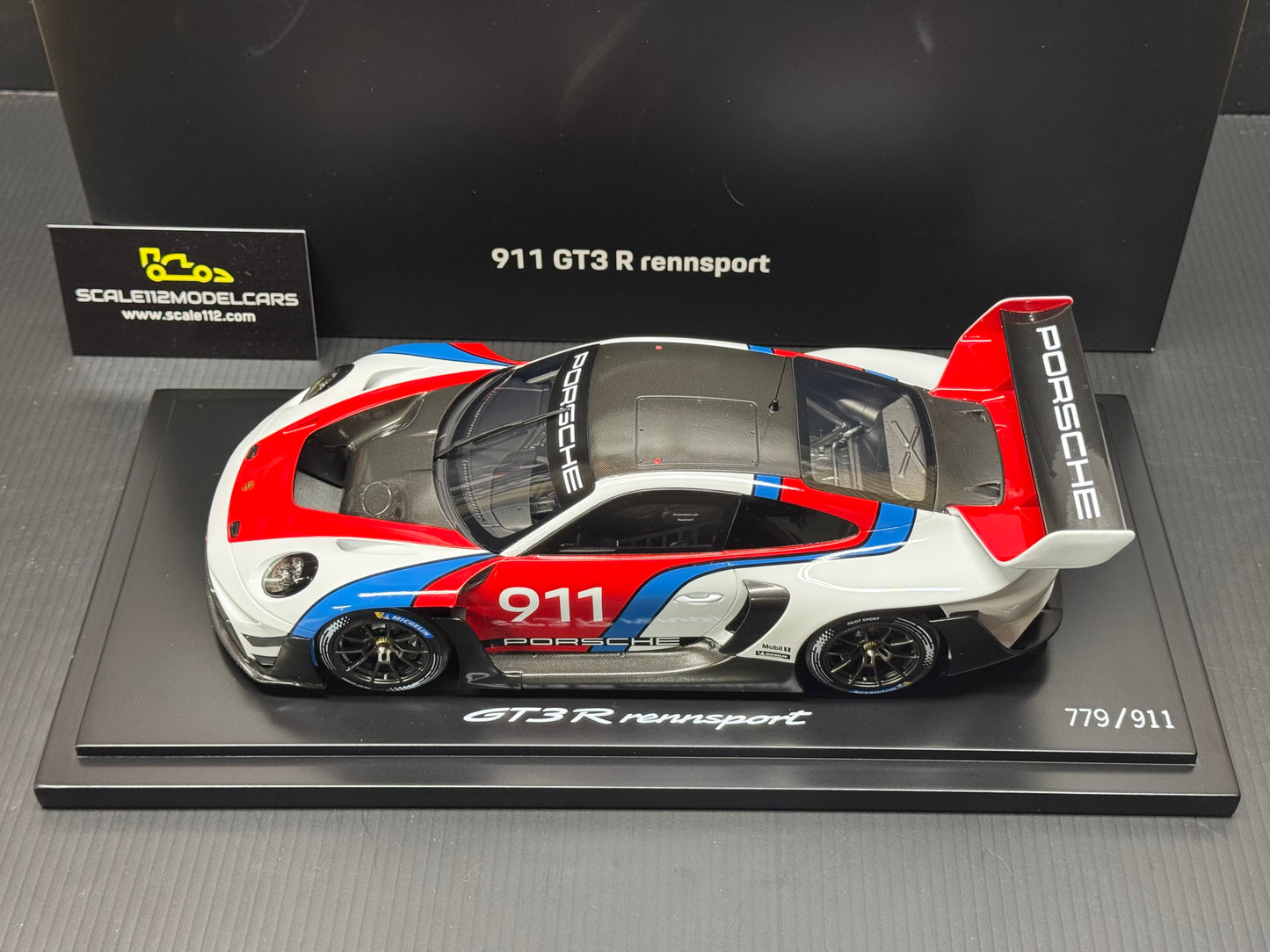 Porsche 911 GT3 R Rennsport  w/ Display Case - Dealer Edition - 1/18 Scale Spark