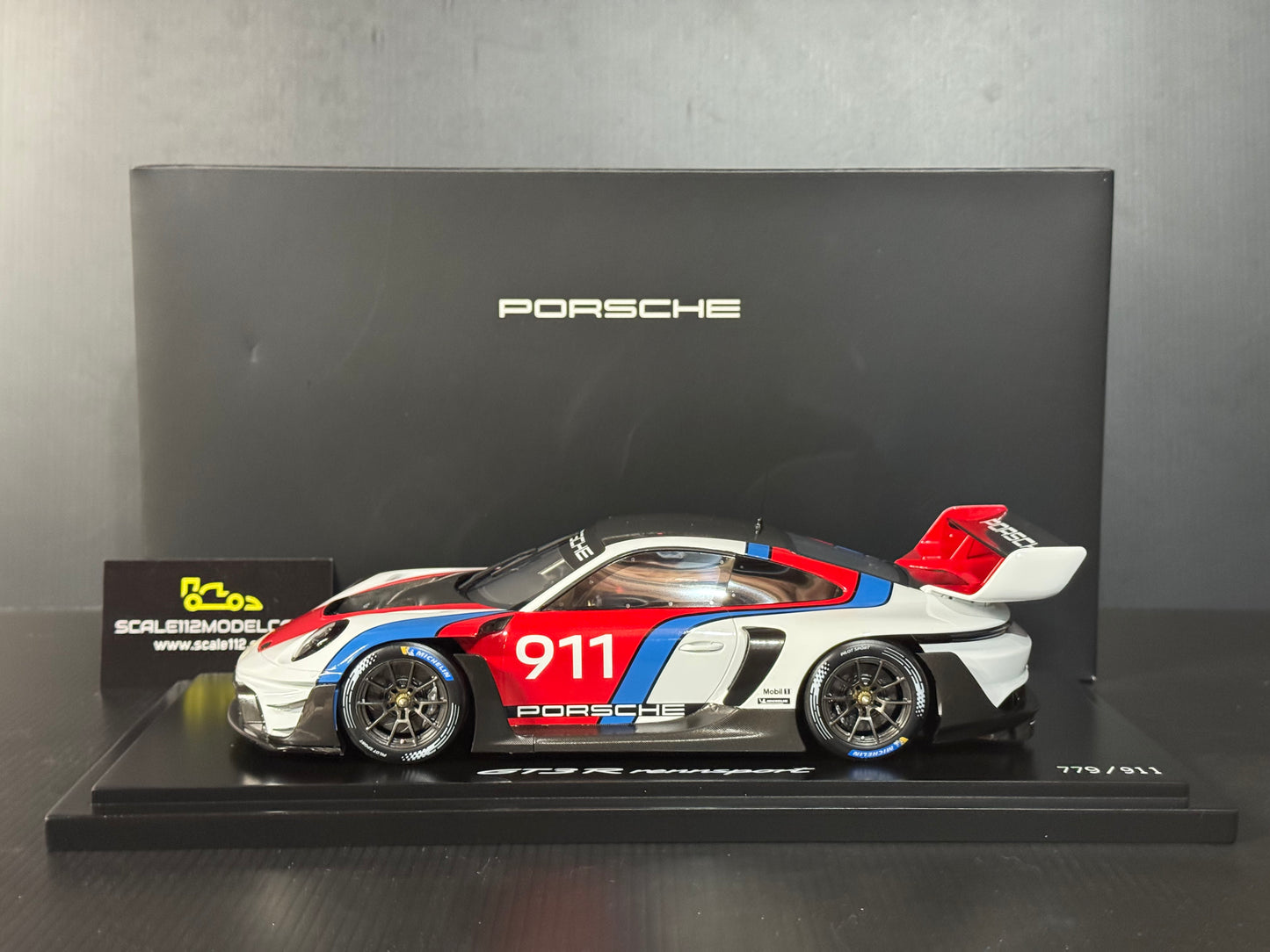 Porsche 911 GT3 R Rennsport  w/ Display Case - Dealer Edition - 1/18 Scale Spark