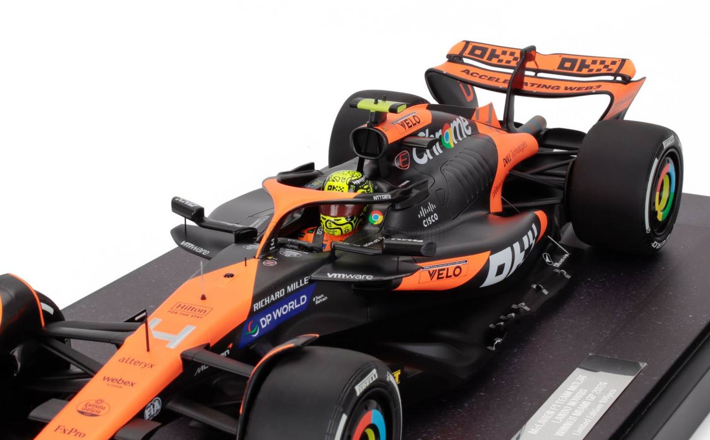 McLaren MCL38 #4 Lando Norris 2024 Miami GP 1/12 Scale Model Car by Minichamps
