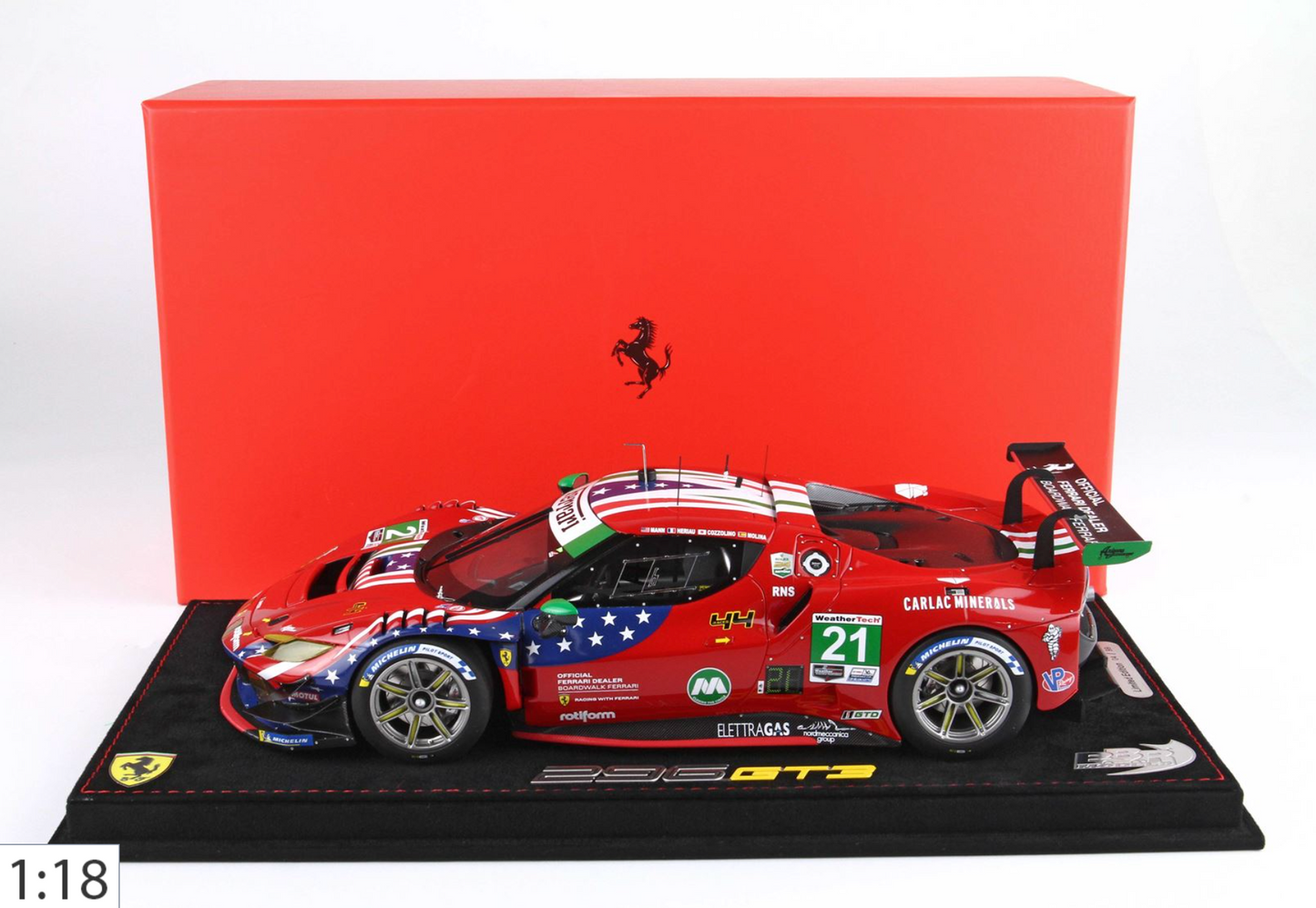 Ferrari 296 GT3 #21 AF CORSE GTD PRO 2024 DAYTONA 24HR 1/18 SCALE BBR