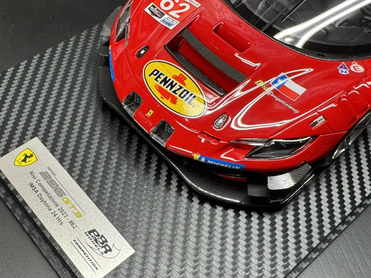 Ferrari 296 GT3 #62 RISI COMPETIZIONE GTD PRO 2023 DAYTONA 24HR 1/18 SCALE BBR