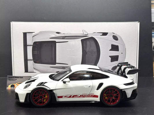 1/12 Scale Porsche 911/992 GT3 RS 2022 - White w/ Red Diecast Model Car by Norev