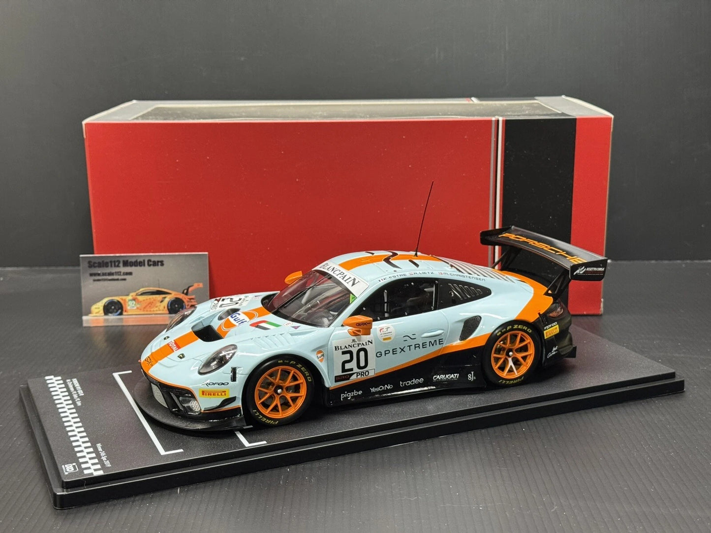 1/18 Scale IXO 911 GT3 RSR 991 24h of Spa 2019 #20 Gulf Livery Diecast Model Car