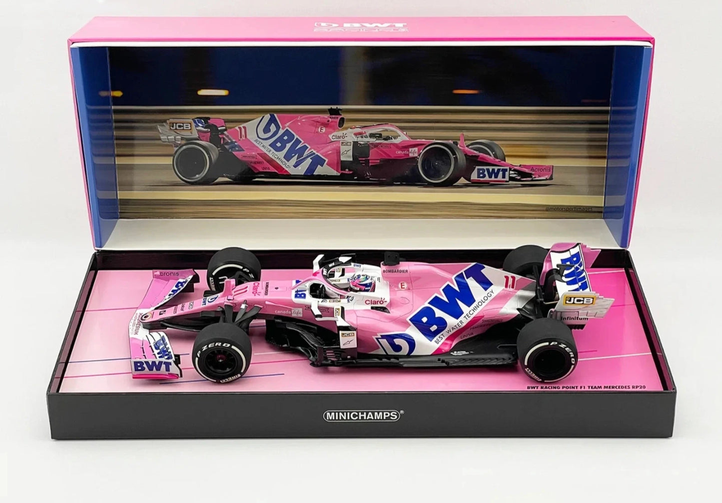 1/18 Scale Minichamps BWT Racing Point F1 RP20 Sergio Perez 1st Career Win Collectors Box Set