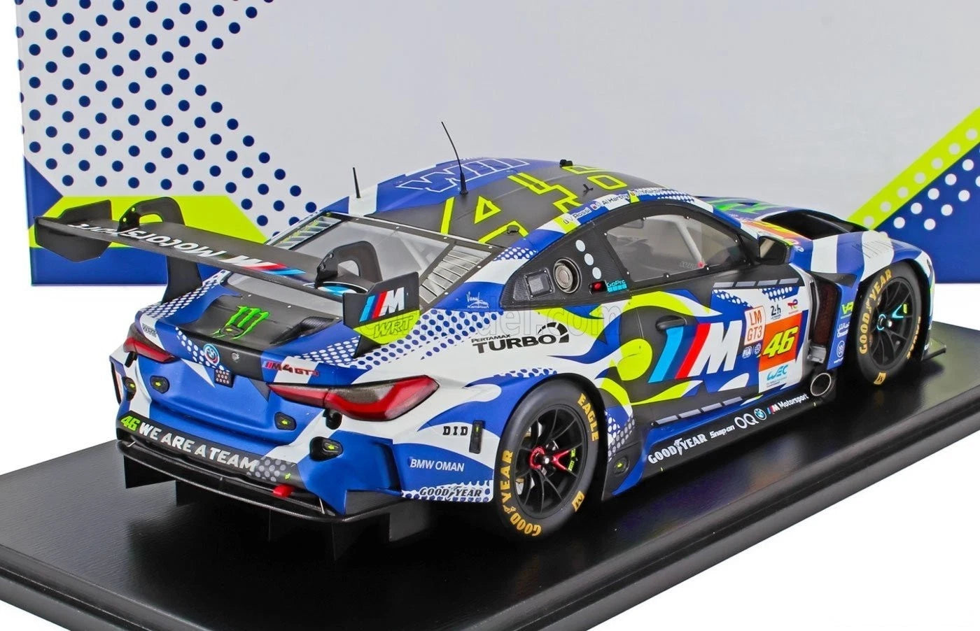 M4 GT3 TEAM WRT #46 24h LE MANS 2024 VALENTINO ROSSI 1/18 SCALE MODEL BY SPARK