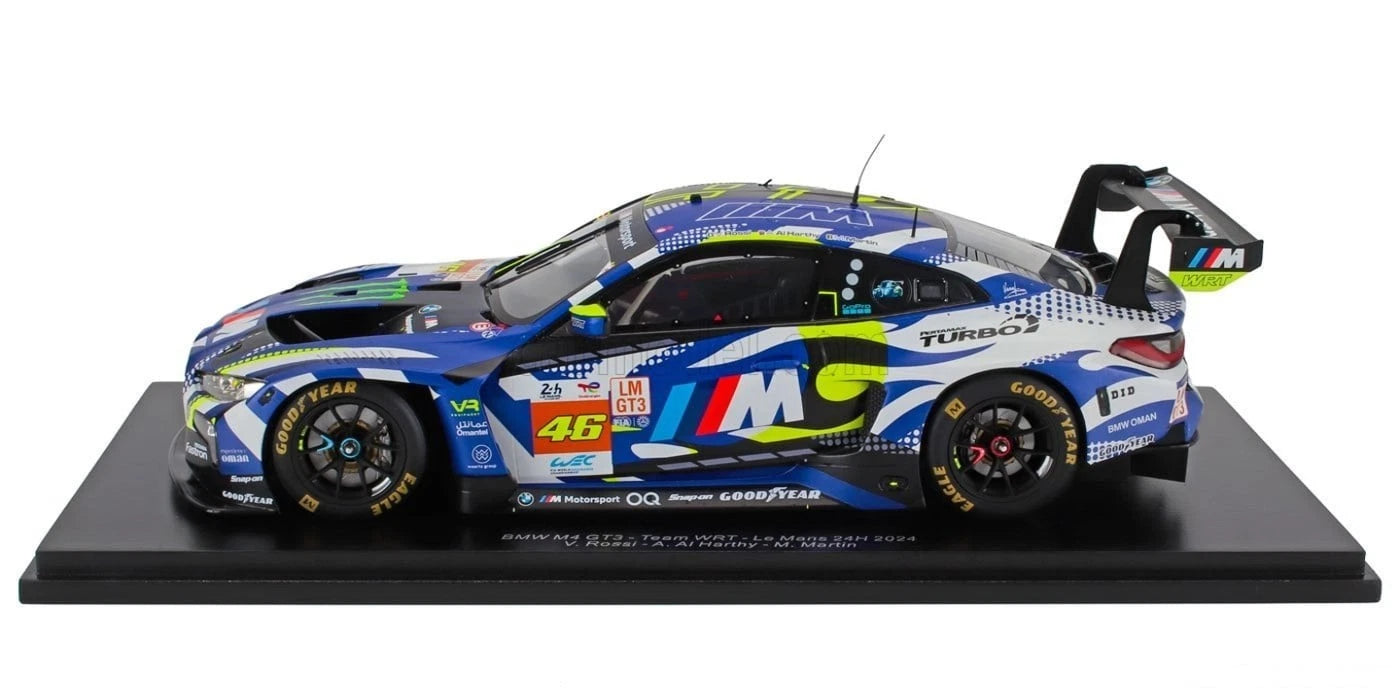 M4 GT3 TEAM WRT #46 24h LE MANS 2024 VALENTINO ROSSI 1/18 SCALE MODEL BY SPARK