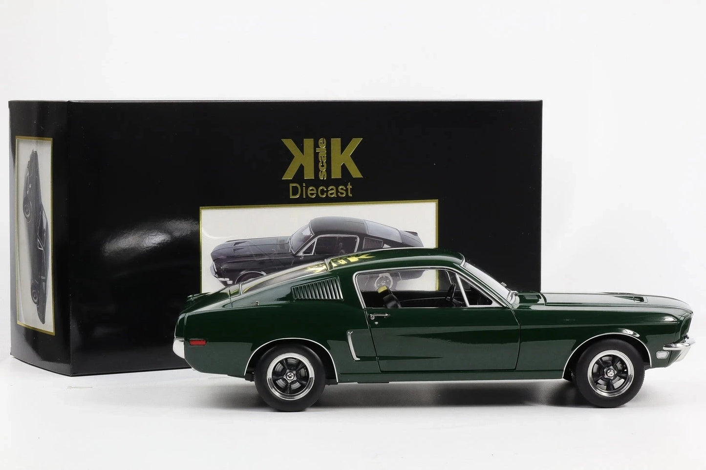 1/12 Scale Ford Mustang GT Fastback Bullitt 1968 Dark Green Diecast Car KK Scale