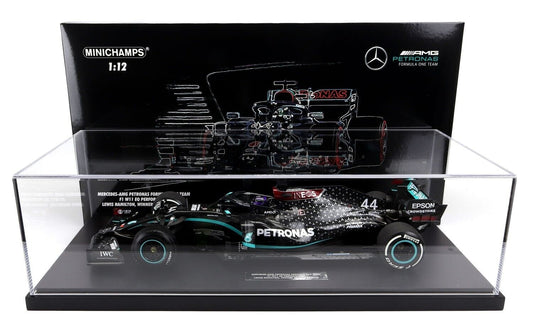 Mercedes W11 Lewis Hamilton #44 British GP Winner w/ blown tire 1/12 Scale Minichamps