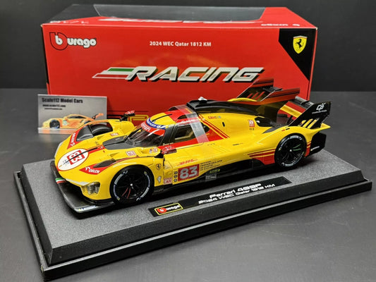 Ferrari 499P #83 AF Corse WEC Qatar 2024 1/18 Scale Diecast Model Car by Bburago