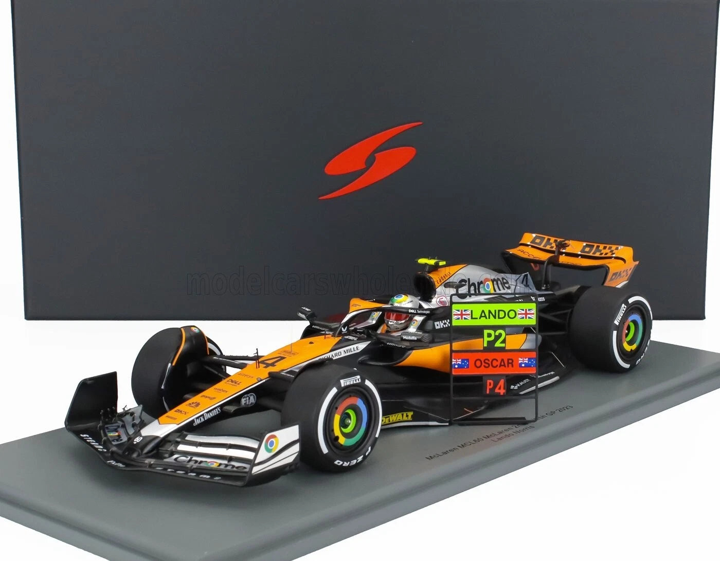 1/18 Spark McLaren MCL60 2023 2nd British GP #4 Lando Norris W/ Display Case