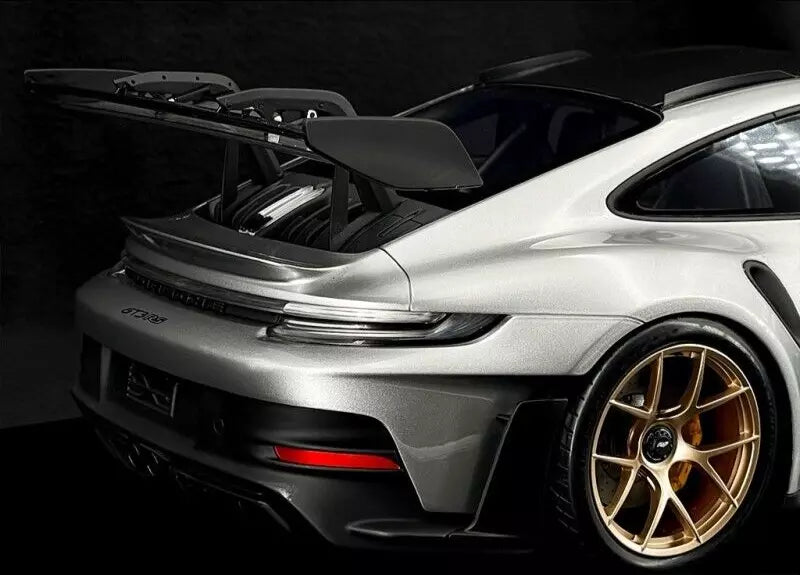 Porsche 911 992 GT3 RS Weissach Package Silver Metallic w/ Display Case - Dealer - 1/12 Spark