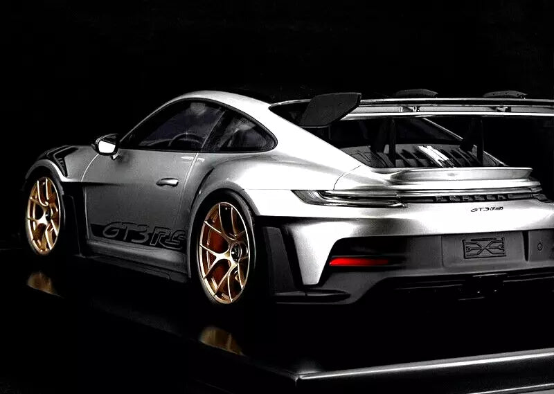 Porsche 911 992 GT3 RS Weissach Package Silver Metallic w/ Display Case - Dealer - 1/12 Spark