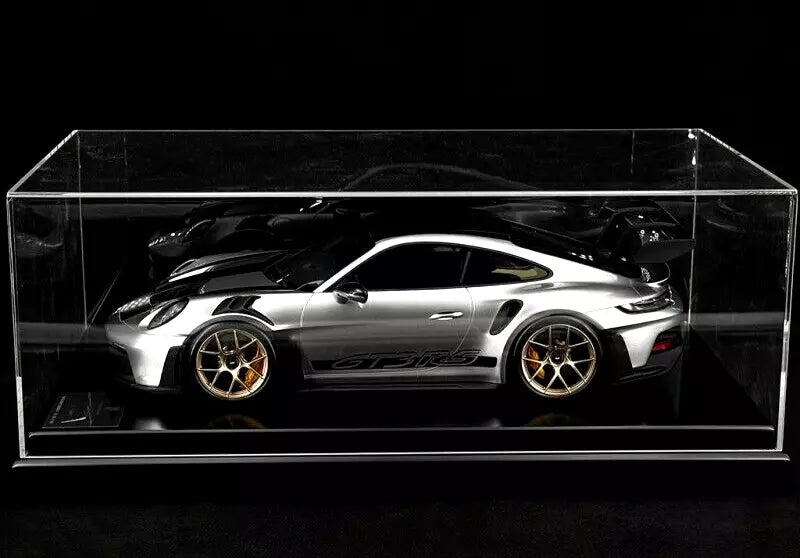 Porsche 911 992 GT3 RS Weissach Package Silver Metallic w/ Display Case - Dealer - 1/12 Spark