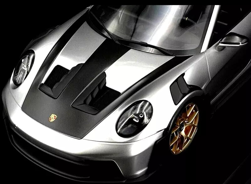 Porsche 911 992 GT3 RS Weissach Package Silver Metallic w/ Display Case - Dealer - 1/12 Spark