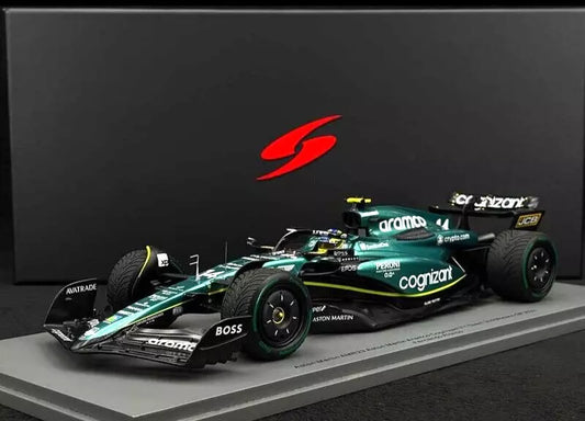 1/18 SPARK ASTON MARTIN F1 AMR23 #14 FERNANDO ALONSO MONACO GP w/ DISPLAY CASE 18S900