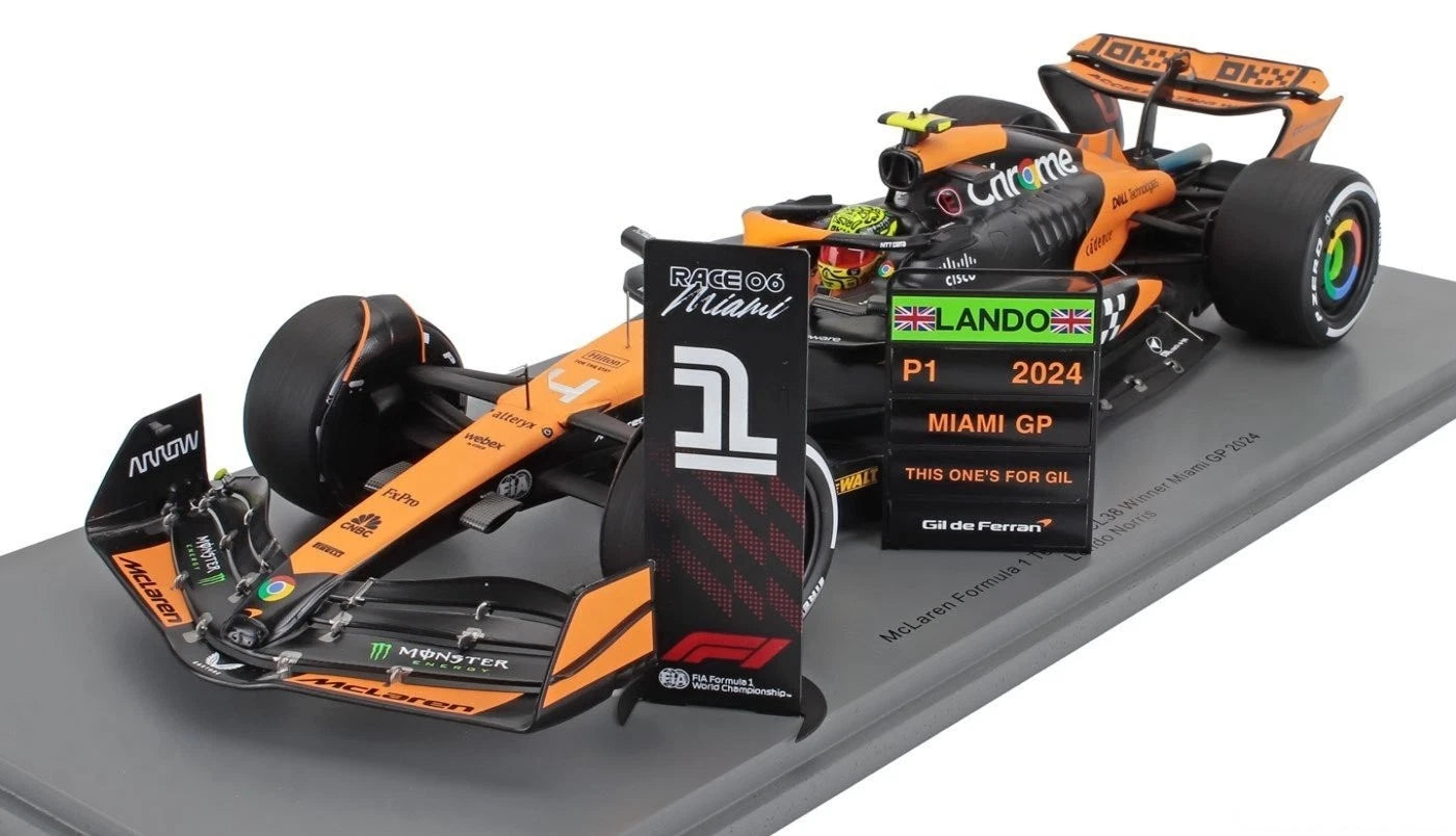 McLaren MCL38 #4 Lando Norris 2024 Miami GP 1/18 Scale Model Car by Spark 18S986
