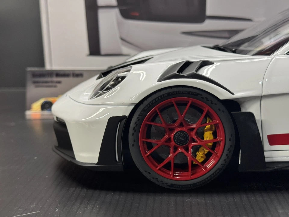 1/12 Scale Porsche 911/992 GT3 RS 2022 - White w/ Red Diecast Model Car by Norev