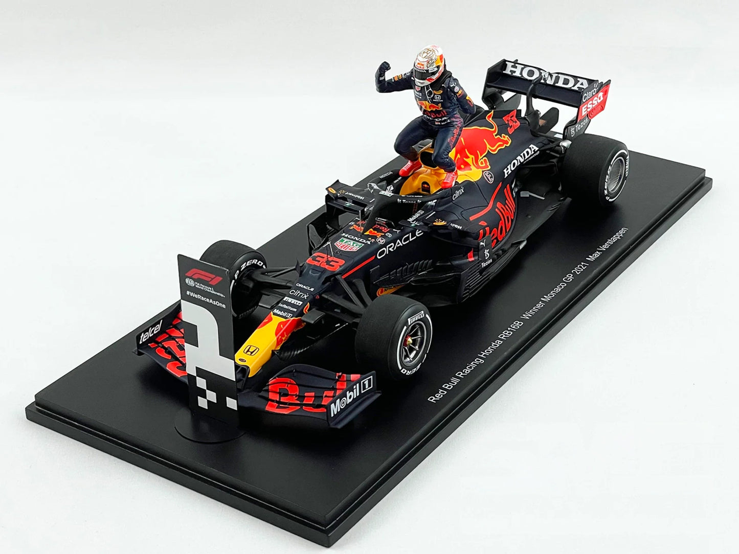 1/18 Scale Spark Red Bull F1 RB16B 33 Max Verstappen Monaco GP Winner
