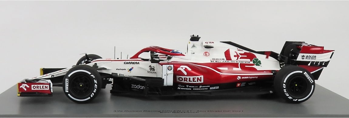 Alfa Romeo Orlen C41 #7 Kimi Raikkonen Abu Dhabi 2021 Last Race 1/18 Spark