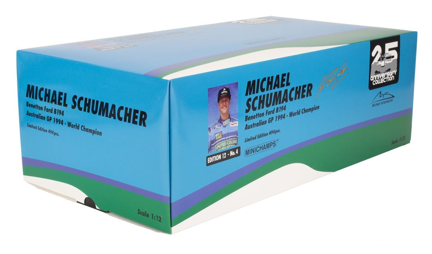 MINICHAMPS 1/12 SCALE BENETTON FORD B194 MICHAEL SCHUMACHER W/DISPLAY CASE