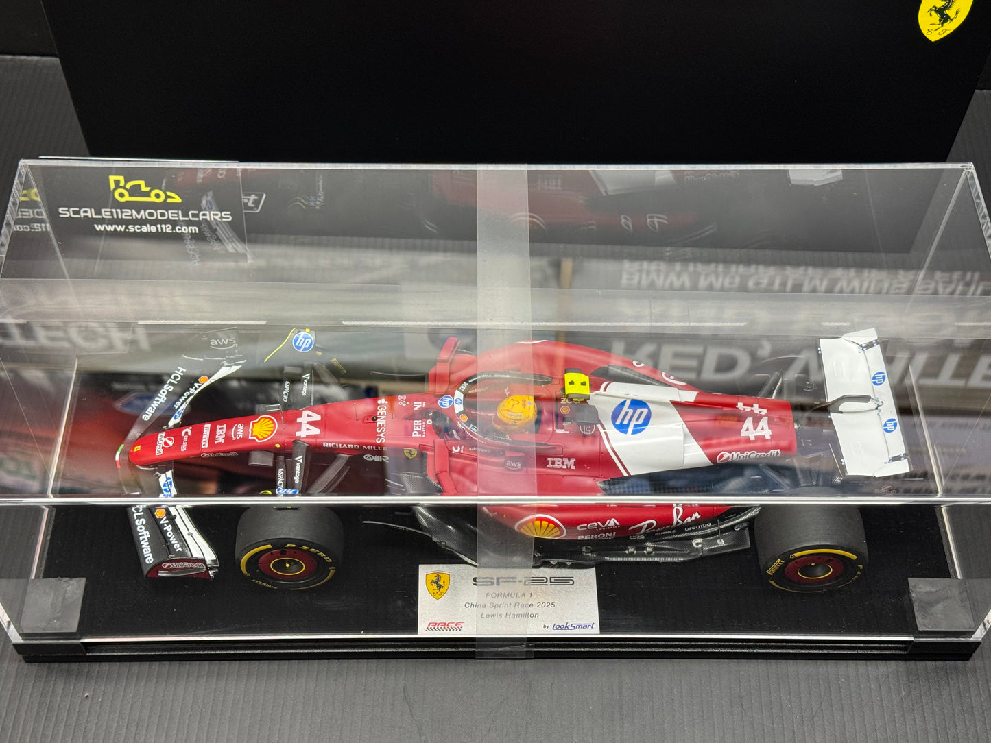1/18 Looksmart FERRARI F1 SF-25 China GP Sprint Winner Lewis Hamilton Model Car LS18F1074