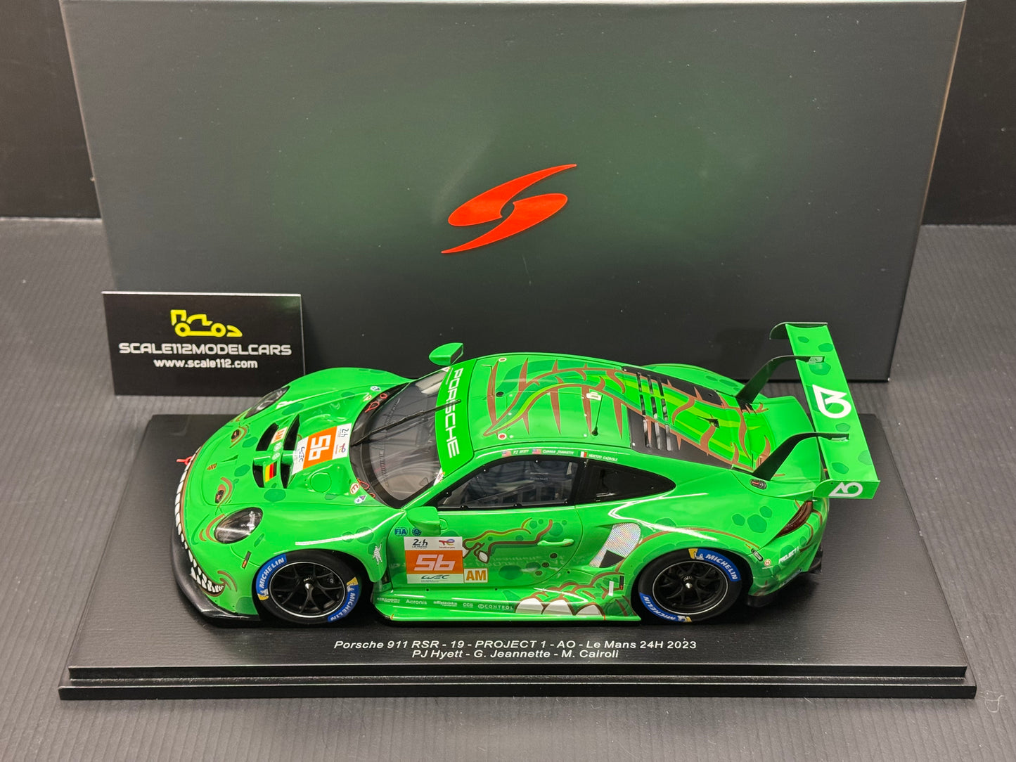 Porsche 911 RSR #56 Lemans  24Hr. 2023 AO Racing "Rexy" 1/18 Scale by Spark