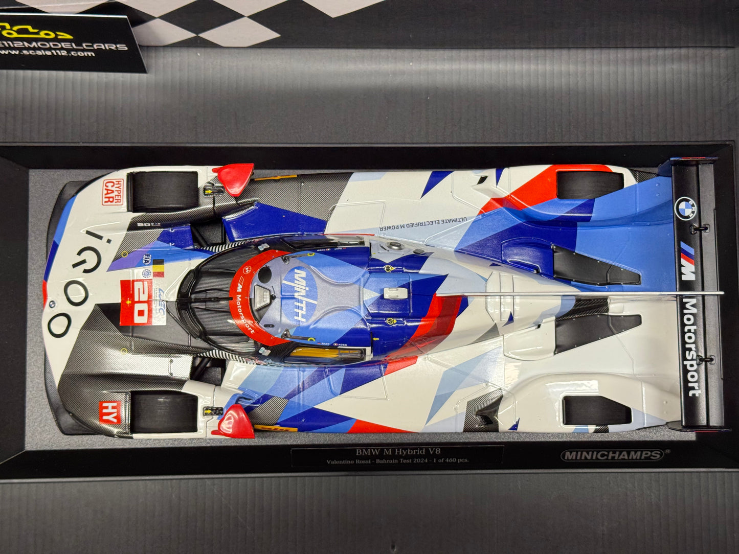 BMW M Hybrid V8 #20 Valentino Rossi Bahrain WEC Test 1 /18 Scale Minichamps