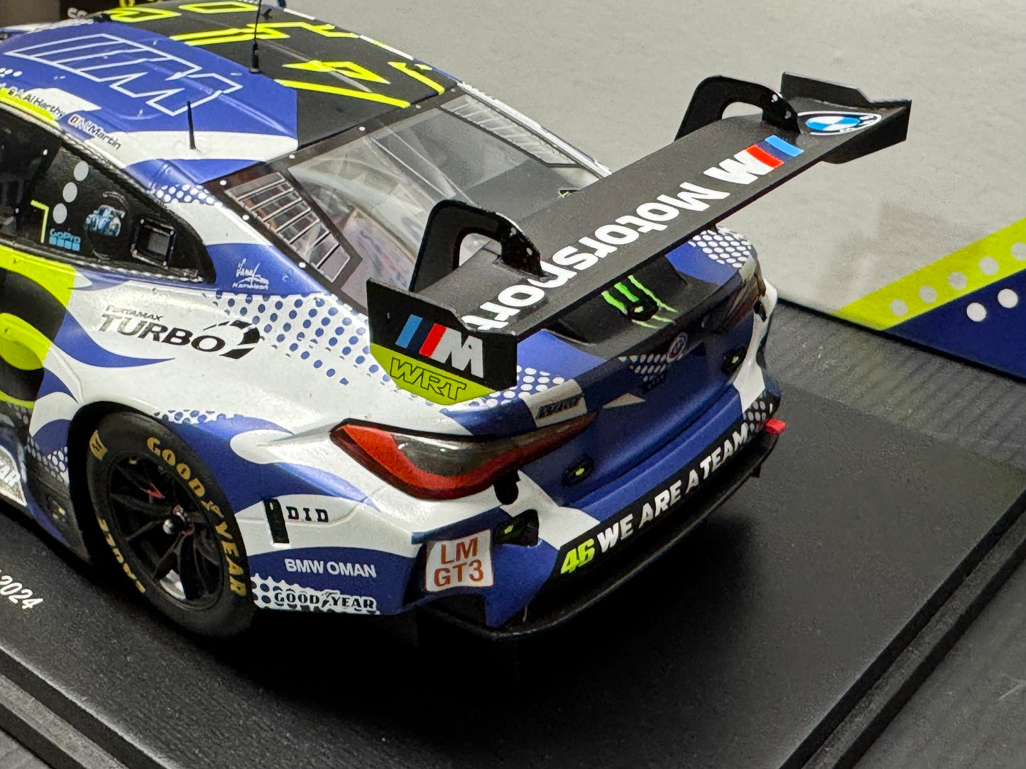 M4 GT3 TEAM WRT #46 24h LE MANS 2024 VALENTINO ROSSI 1/18 SCALE MODEL BY SPARK