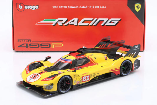 1/18 Scale Ferrari 499P #83 AF Corse WEC LeMans 24hr. 2024 Diecast by Bburago