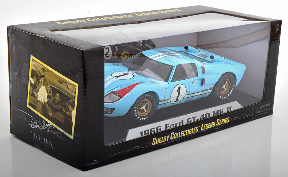 1/18 SHELBY COLLECTIBLES 1966 FORD GT-40 MK2 #1 LIGHT BLUE LeMANS