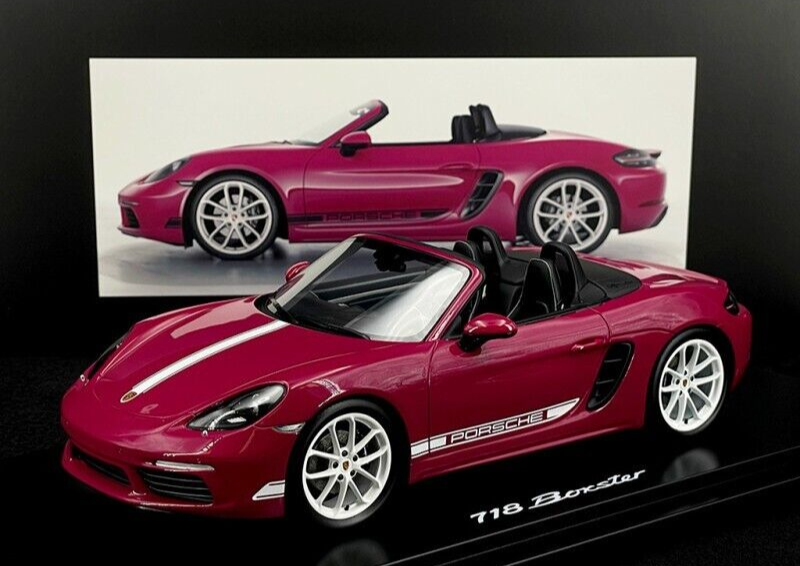 Porsche 718 Boxster Rubystone Red w/ Display Case 1/18 Spark Dealer Edition