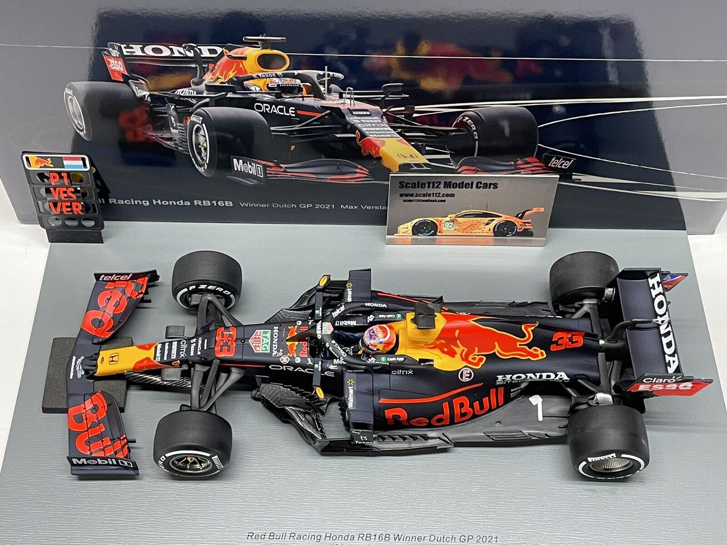 1/18 Scale Spark Red Bull Honda RB16B  Max Verstappen 2021 Dutch GP Winner