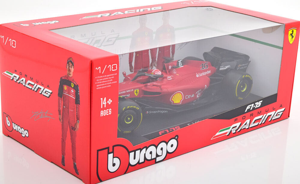 1/18 Scale Bburago 2022 Ferrari F1-75 Charles Leclerc Diecast Model Car