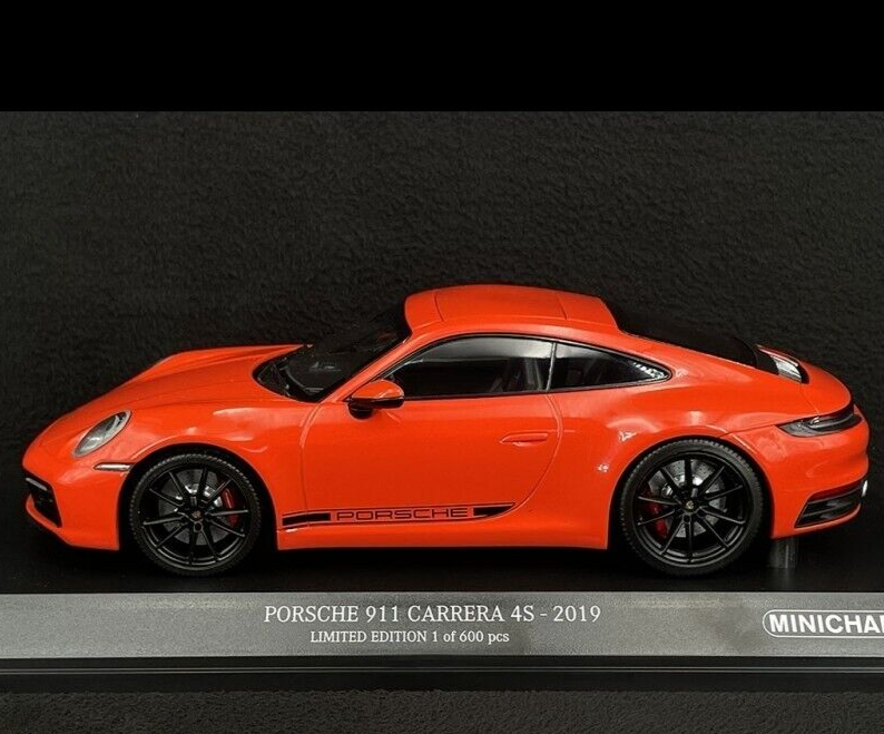 1/18 Scale 2019 Porsche 911 Carrera 4S Lava Orange by Minichamps